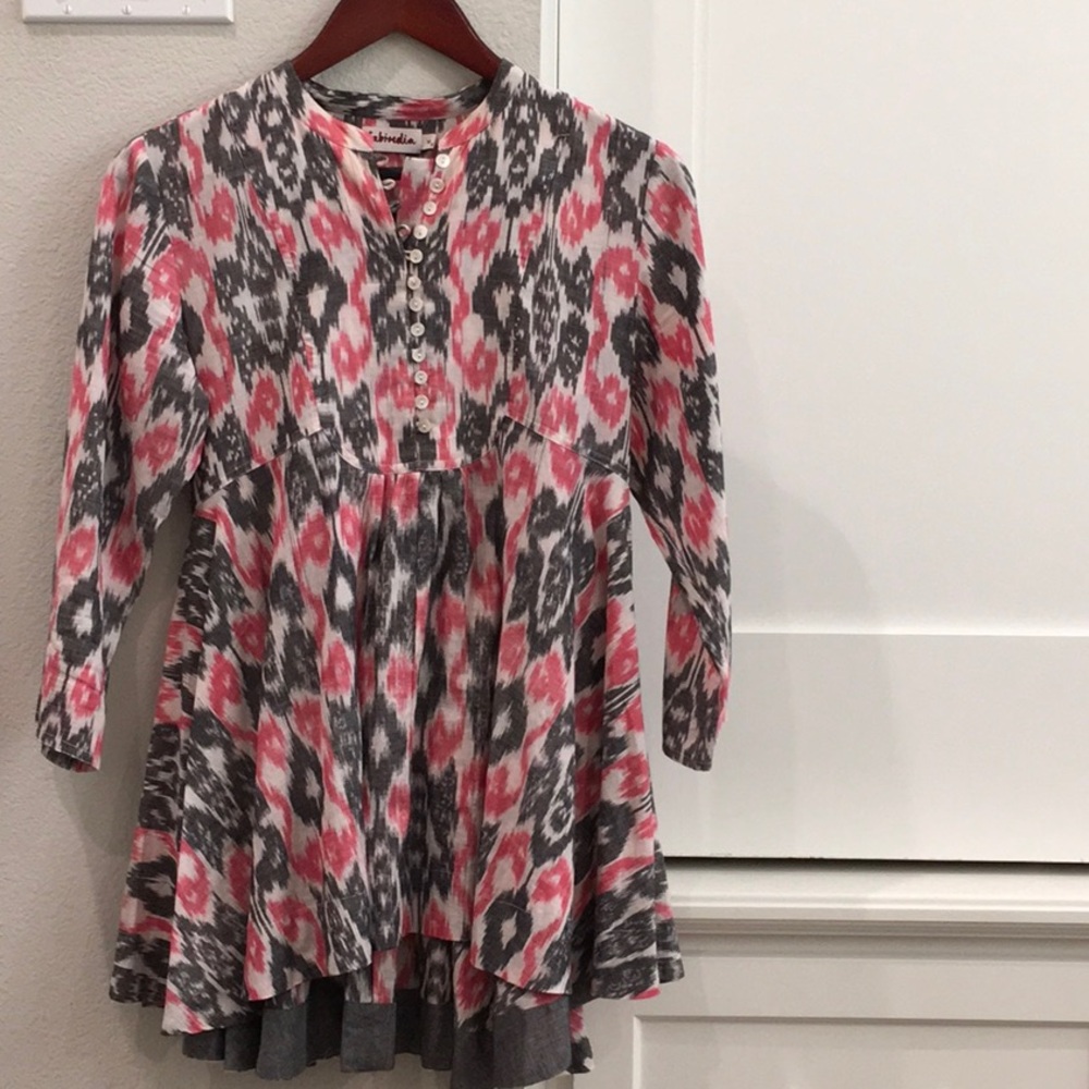 Pink and Gray Patterned Women's Top